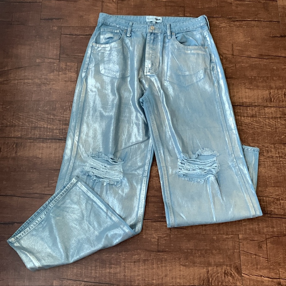 FN 'Freja Foil Ripped Baggy Jeans and matching vest' - Picture 6 of 12